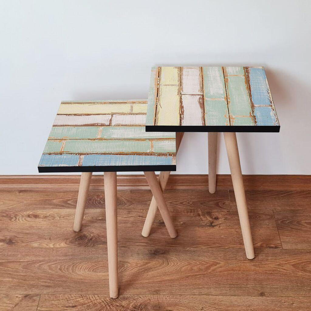 Hanah Home Set klub stočića 2Shp50, 2 komada, Šareni