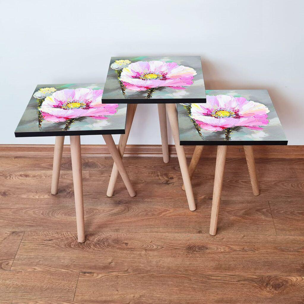 Hanah Home Set klub stočića 3Shp299, 3 komada, Šareni