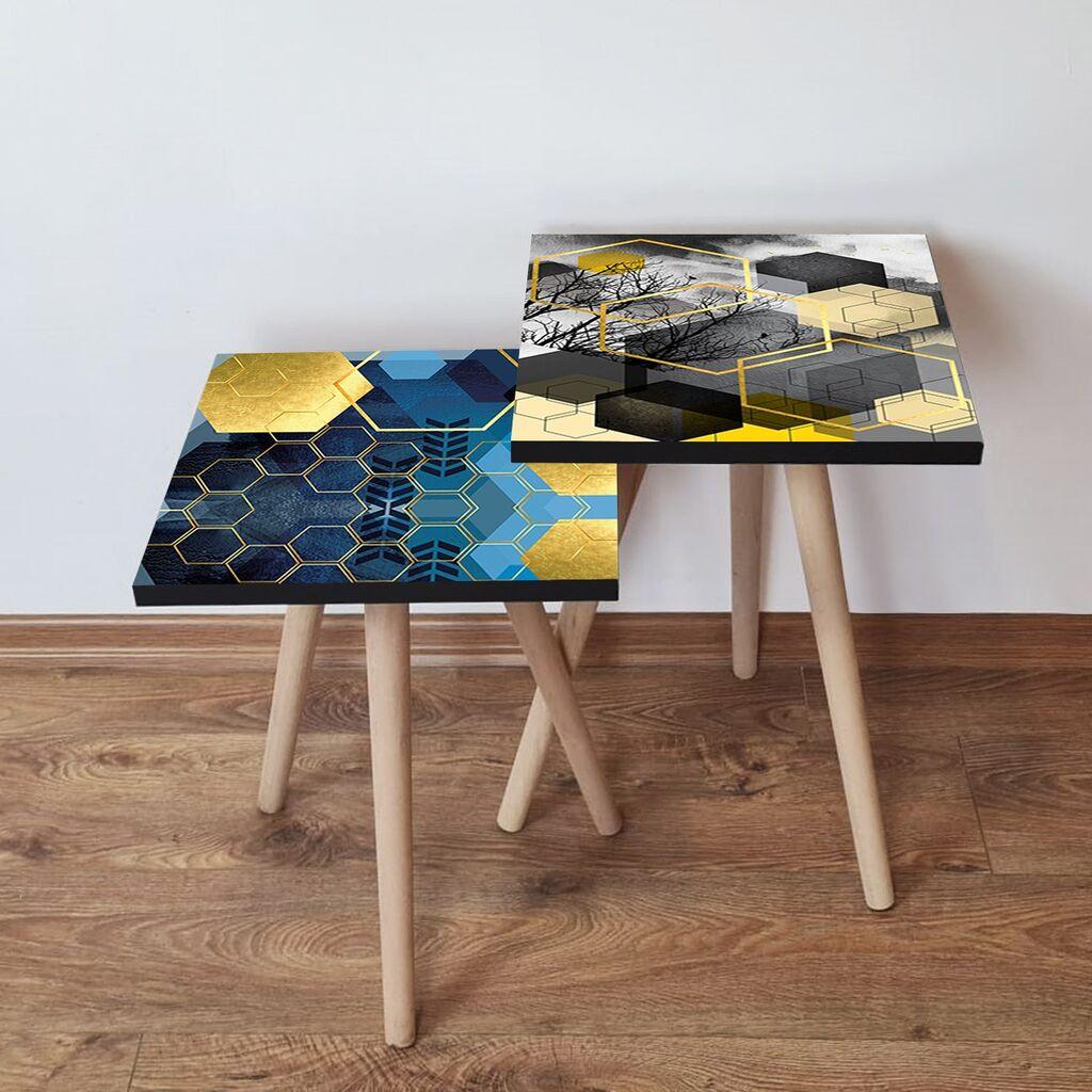 Hanah Home Set klub stočića 2Shp267, 2 komada, Šareni