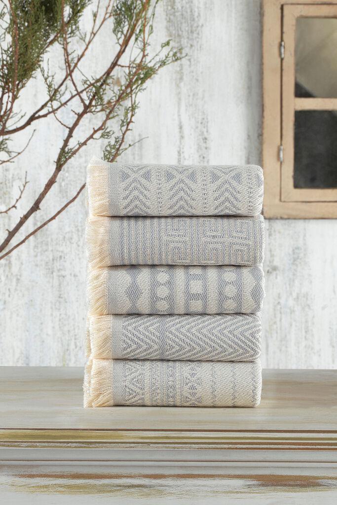 L'essentiel Maison Set Peškira za ruke Maya, 38 x 65 cm, Svetlosivi