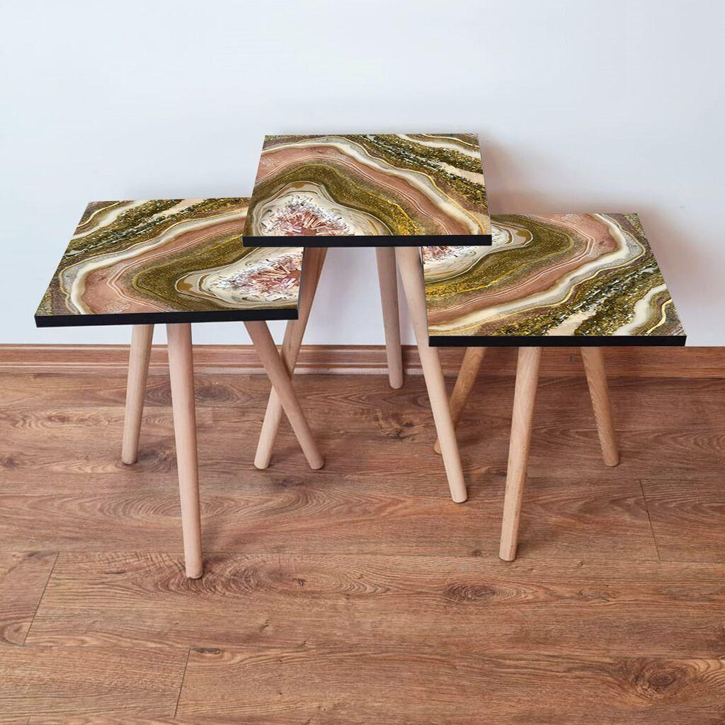 Hanah Home Set klub stočića 3Shp296, 3 komada, Šareni