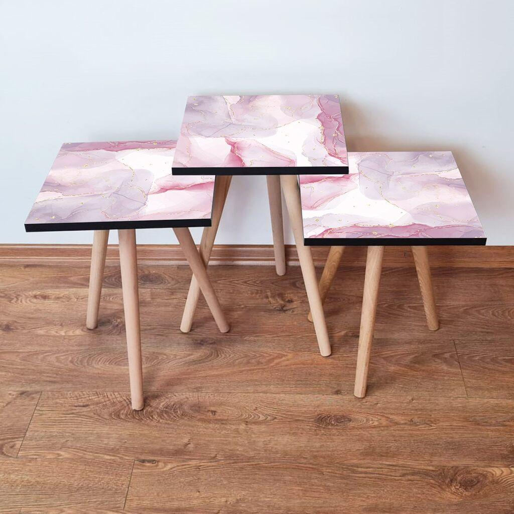 Hanah Home Set klub stočića 3Shp383, 3 komada, Šareni