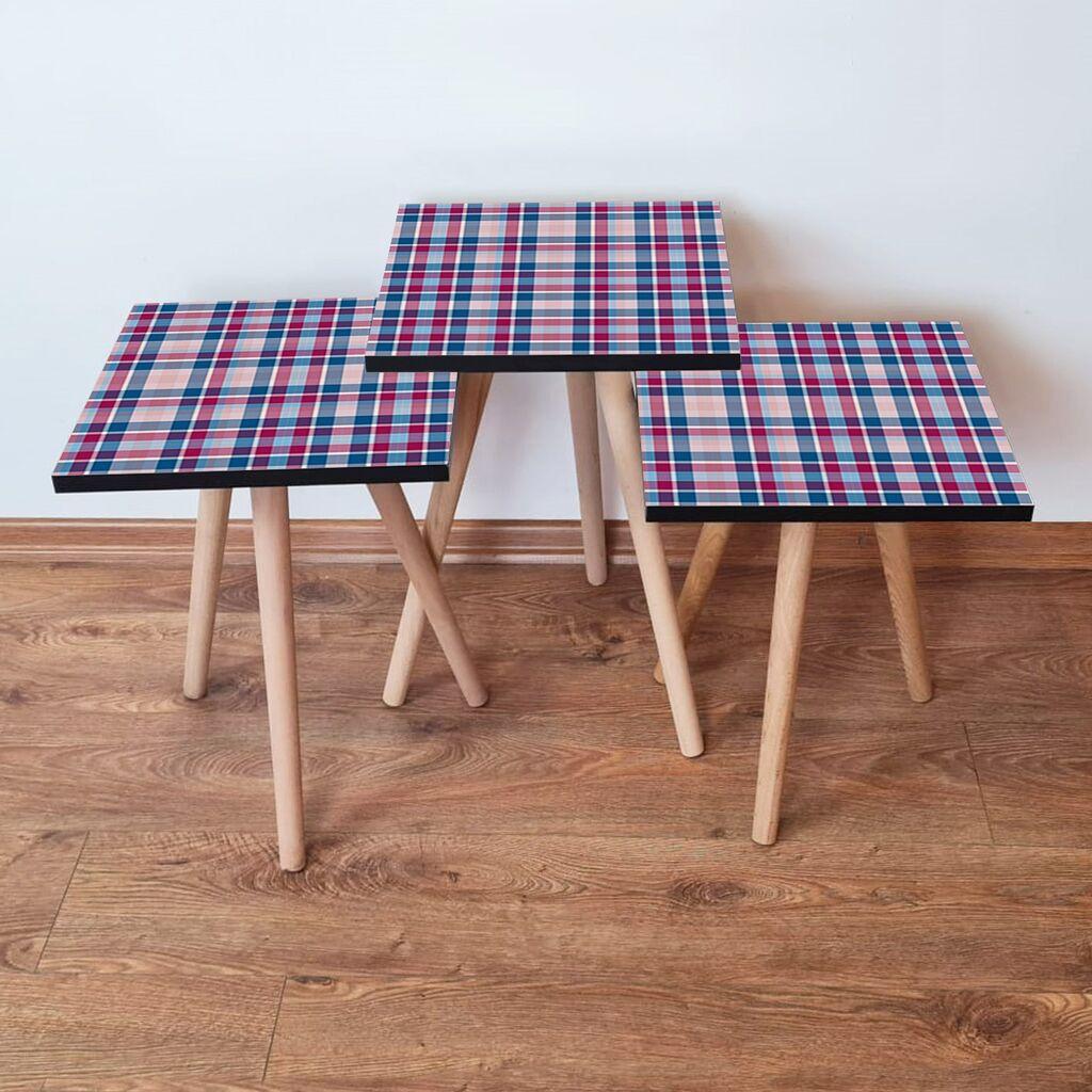 Hanah Home Set klub stočića 3Shp368, 3 komada, Šareni