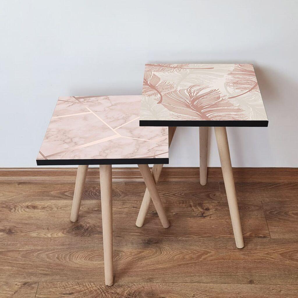 Hanah Home Set klub stočića 2Shp312, 2 komada, Šareni