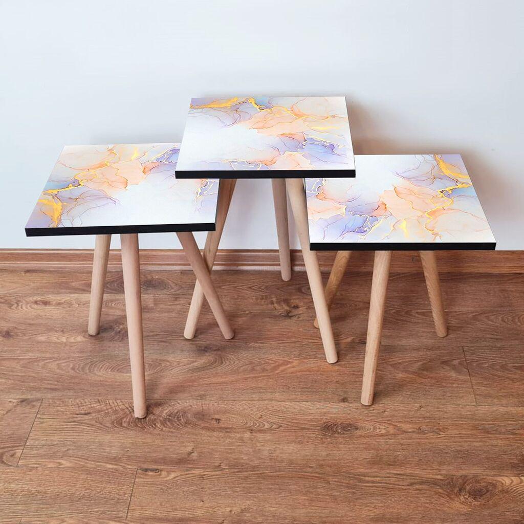 Hanah Home Set klub stočića 3Shp176, 3 komada, Šareni