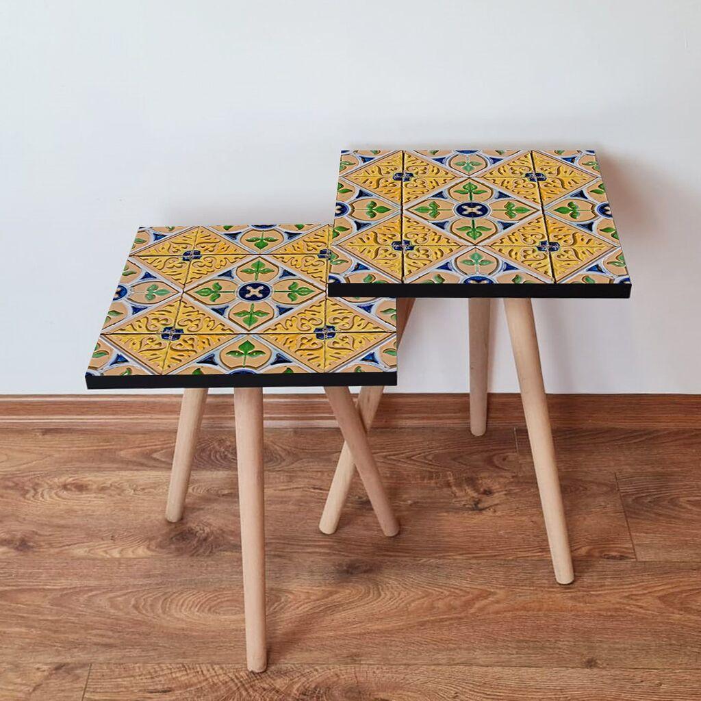 Hanah Home Set klub stočića 2Shp30, 2 komada, Šareni