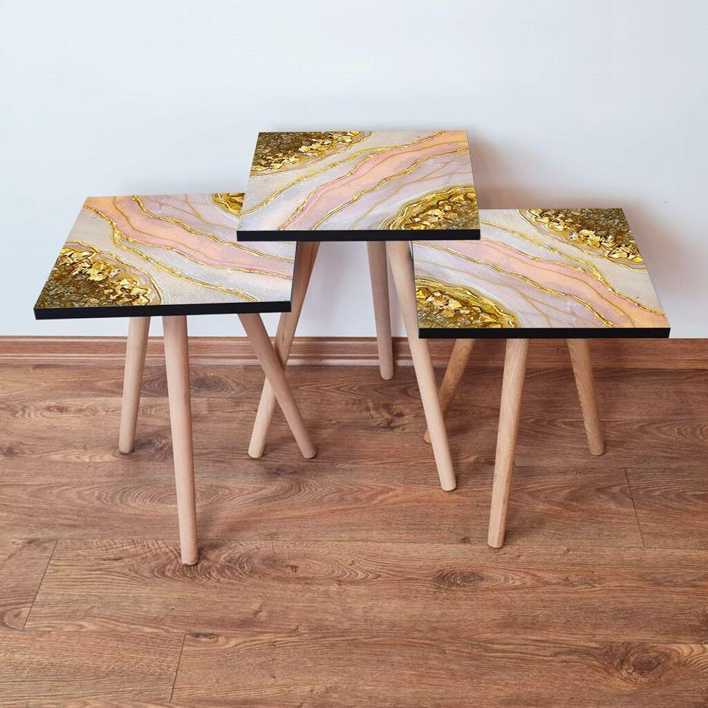 Hanah Home Set klub stočića 3Shp113, 3 komada, Šareni