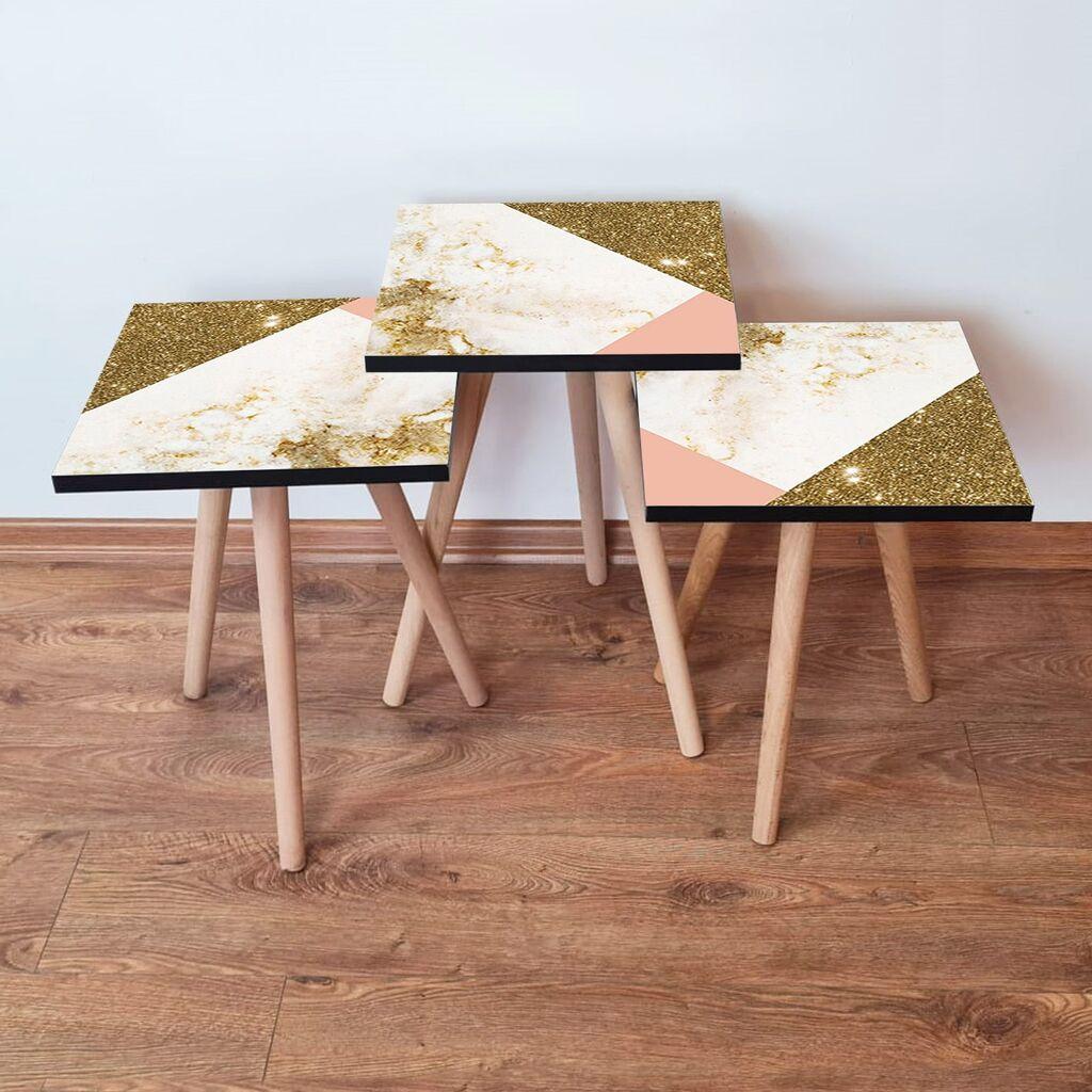 Hanah Home Set klub stočića 3Shp264, 3 komada, Šareni