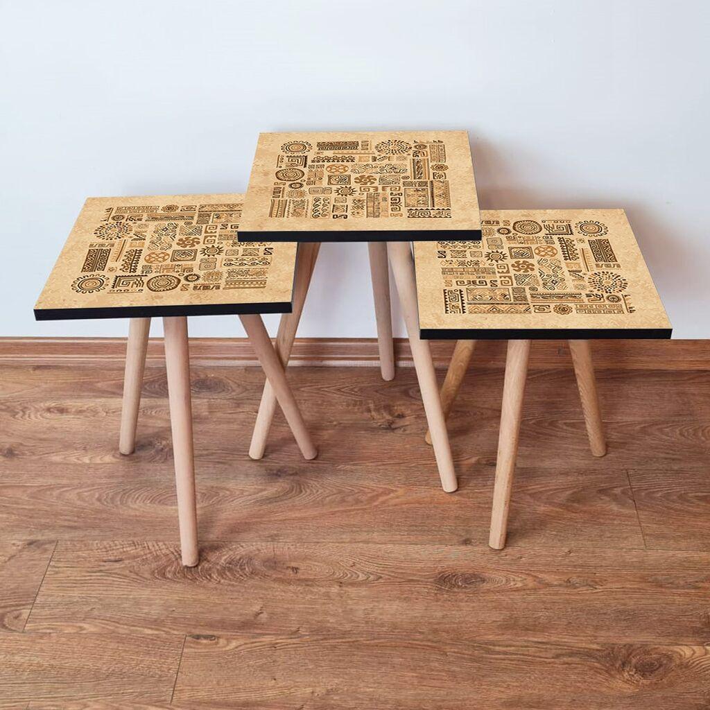 Hanah Home Set klub stočića 3Shp153, 3 komada, Šareni