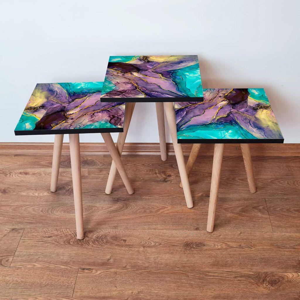 Hanah Home Set klub stočića 3Shp282, 3 komada, Šareni
