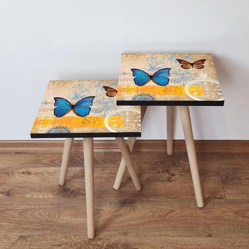 Hanah Home Set klub stočića 2Shp202, 2 komada, Šareni