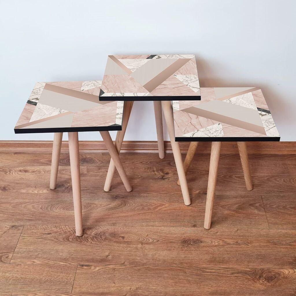 Hanah Home Set klub stočića 3Shp320, 3 komada, Šareni