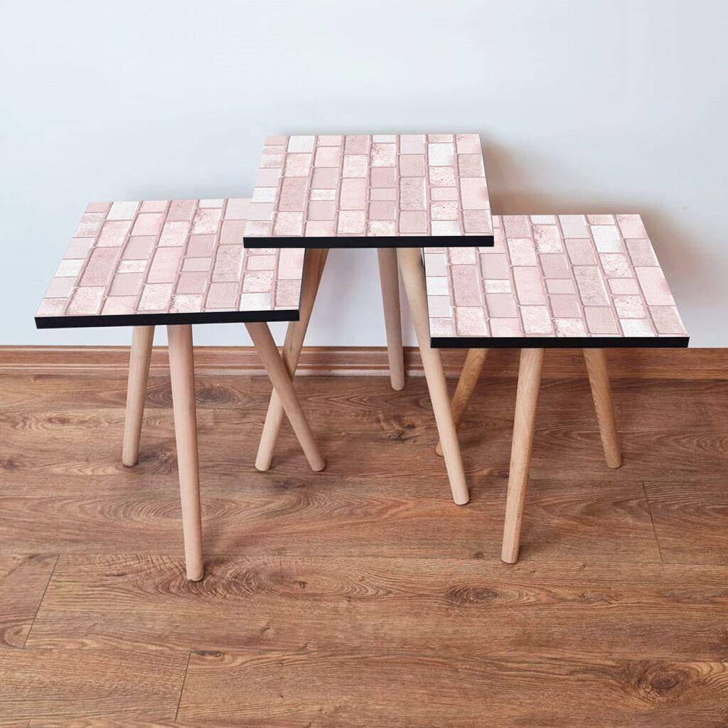 Hanah Home Set klub stočića 3Shp316, 3 komada, Šareni