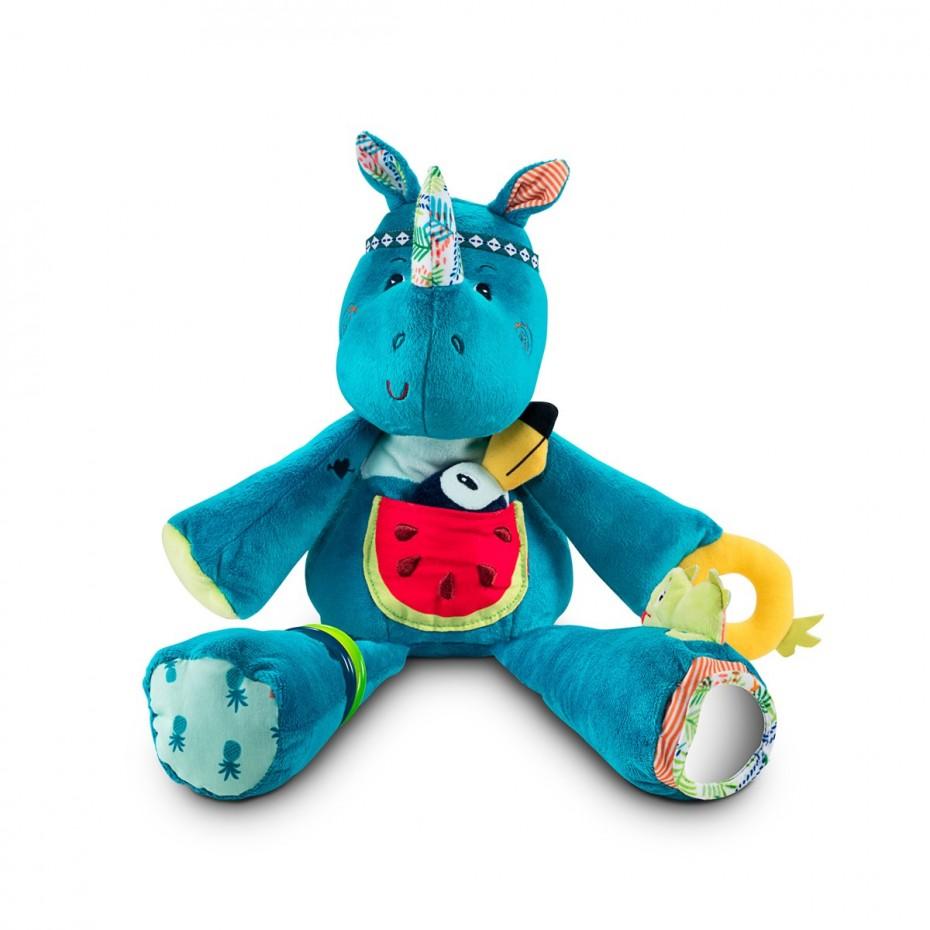 MOULIN ROTY Plišana igračka sa aktivnostima Nosorog Marius, Plava