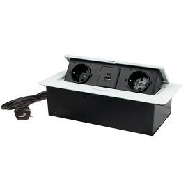 MITEA ELECTRIC Nameštajska priključnica ME-PN-1211-USB/B-2, PopUp, Dve utičnice+ USB Tip-A+Tip-C, Bela