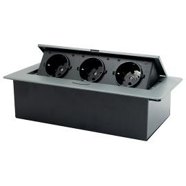 MITEA ELECTRIC Nameštajski podsklop ME-PN-1208/GR-3, PopUp, Tri utičnice, Grafit