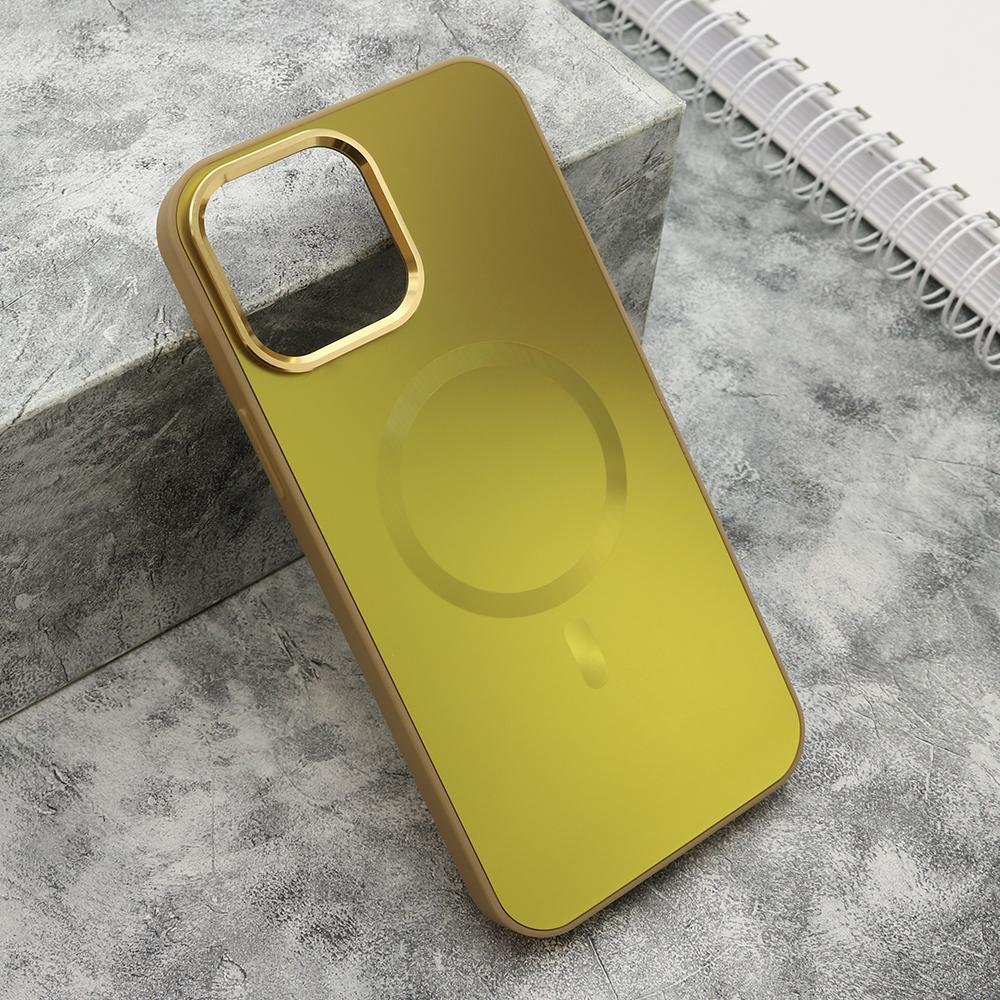Futrola za telefon iPhone 13 Pro Max COLOR METAL, Magsafe, Zlatne boje