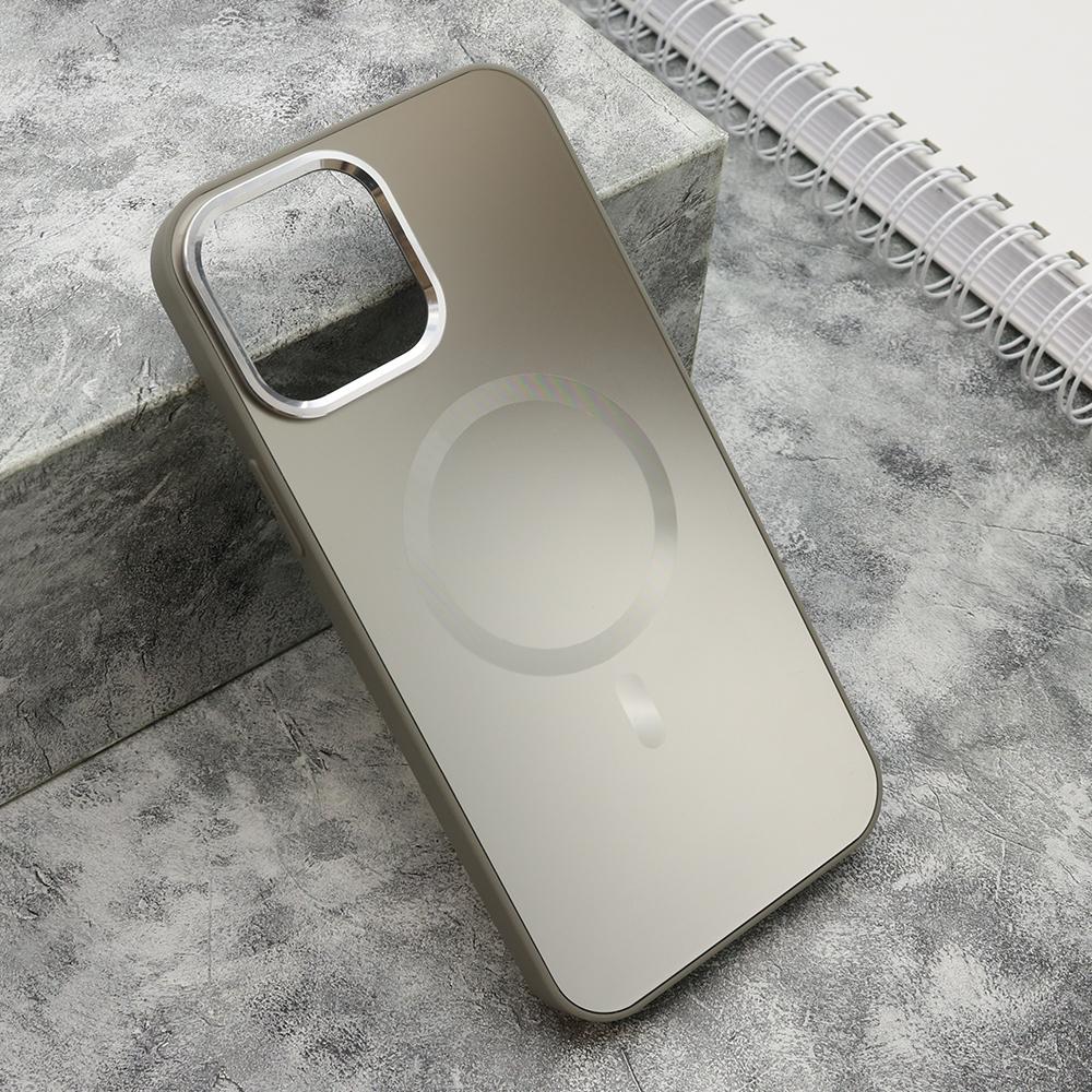 Futrola za telefon iPhone 13 Pro Max COLOR METAL, Magsafe, Srebrne boje