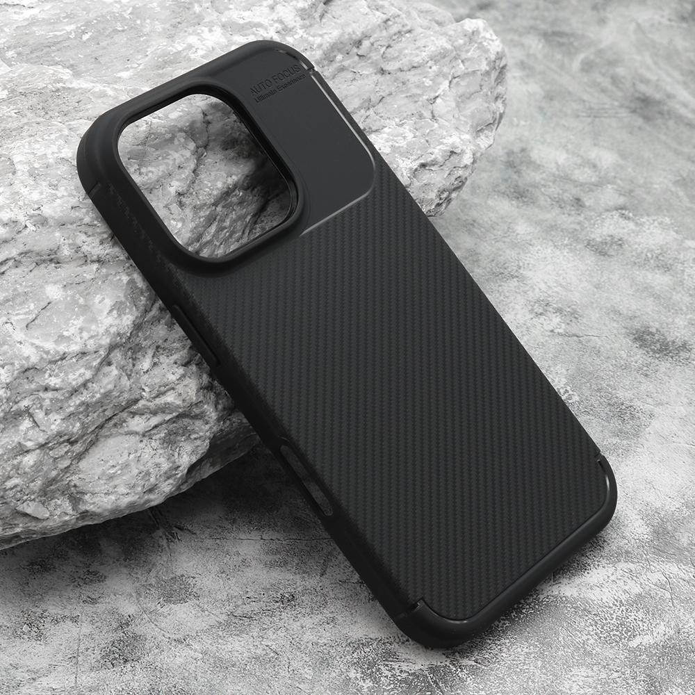 Futrola za telefon iPhone 16 Pro CARBON LINES, Crna