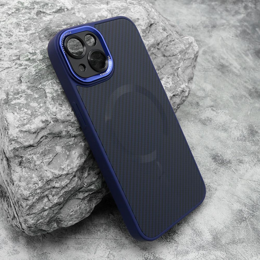 Futrola za telefon iPhone 14 CARBON LINES, Magsafe, Plava