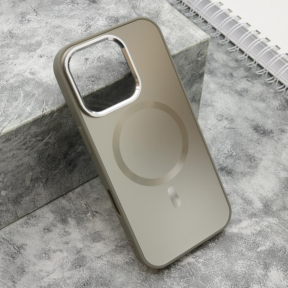 Futrola za telefon iPhone 16 Pro COLOR METAL, Magsafe, Srebrne boje