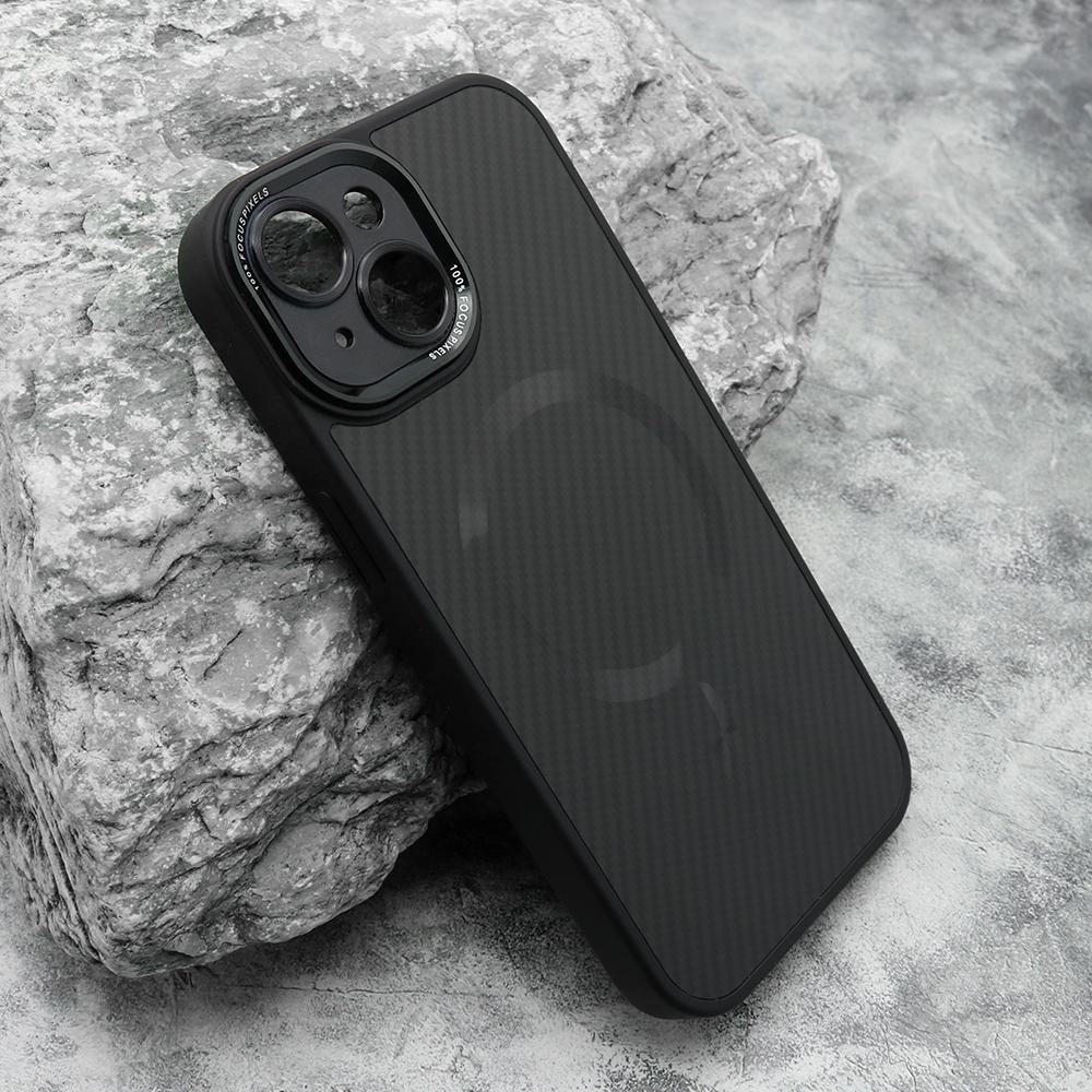 Futrola za telefon iPhone 15 CARBON LINES, Magsafe, Crna