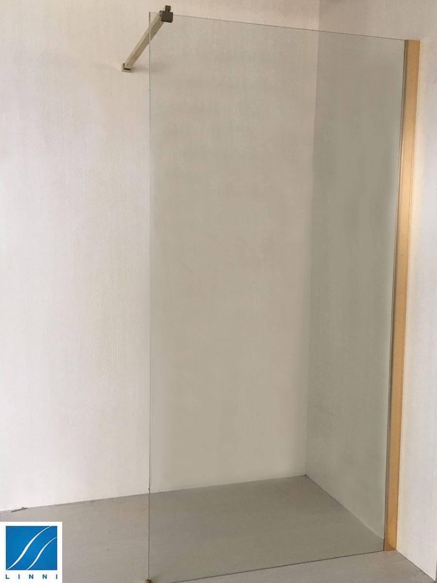 LINNI Tuš paravan walk-in Elegance Gold, Providno staklo 8mm, Zlatni profil, 80x200cm