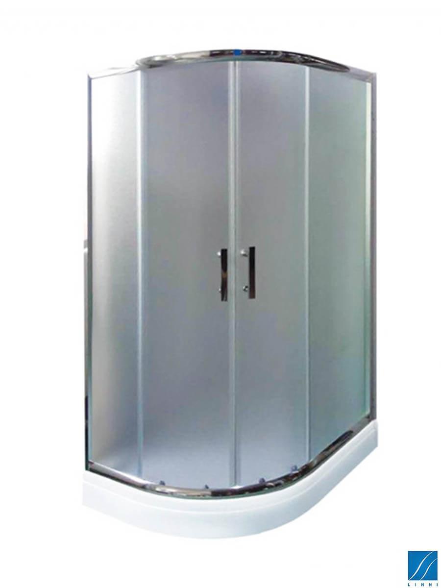 LINNI Tuš kabina Asimetrična, Mat staklo 4mm, Srebrni ram, 120x80x180cm