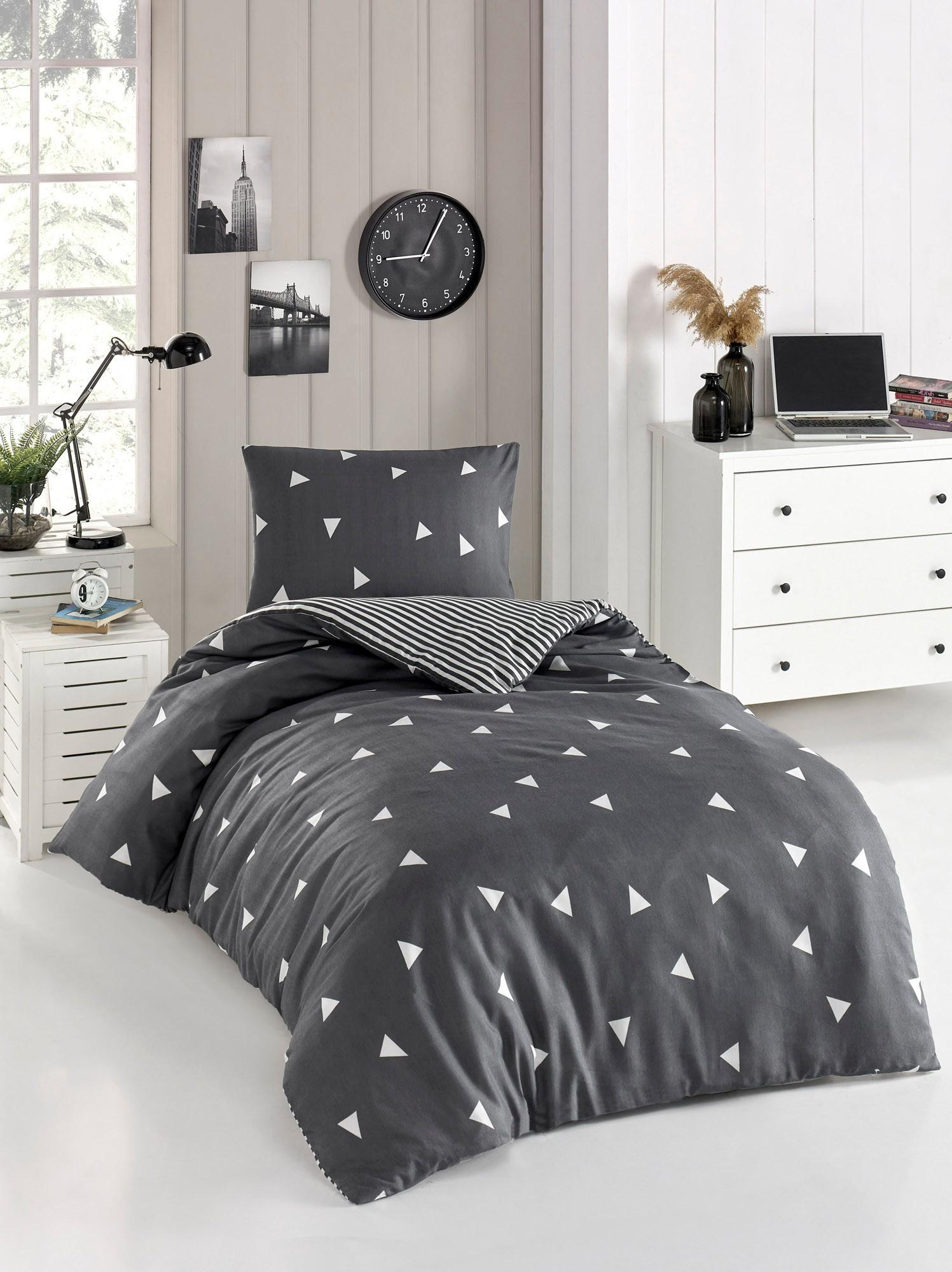 L'essentiel Maison Set Single posteljine Ucgen, 140x200cm, Antracit