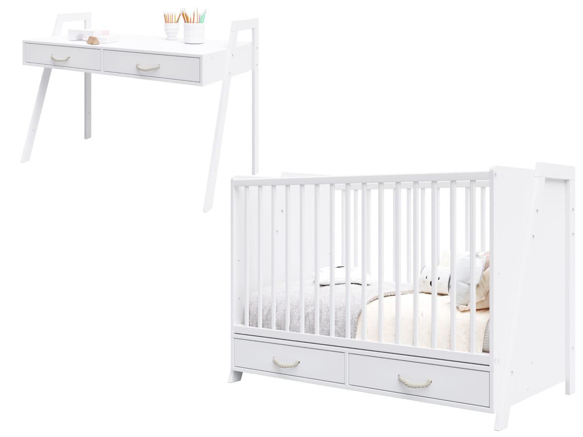 Lettino Krevetac za bebe sa fiokom 2u1 Luna 120x60cm, Beli