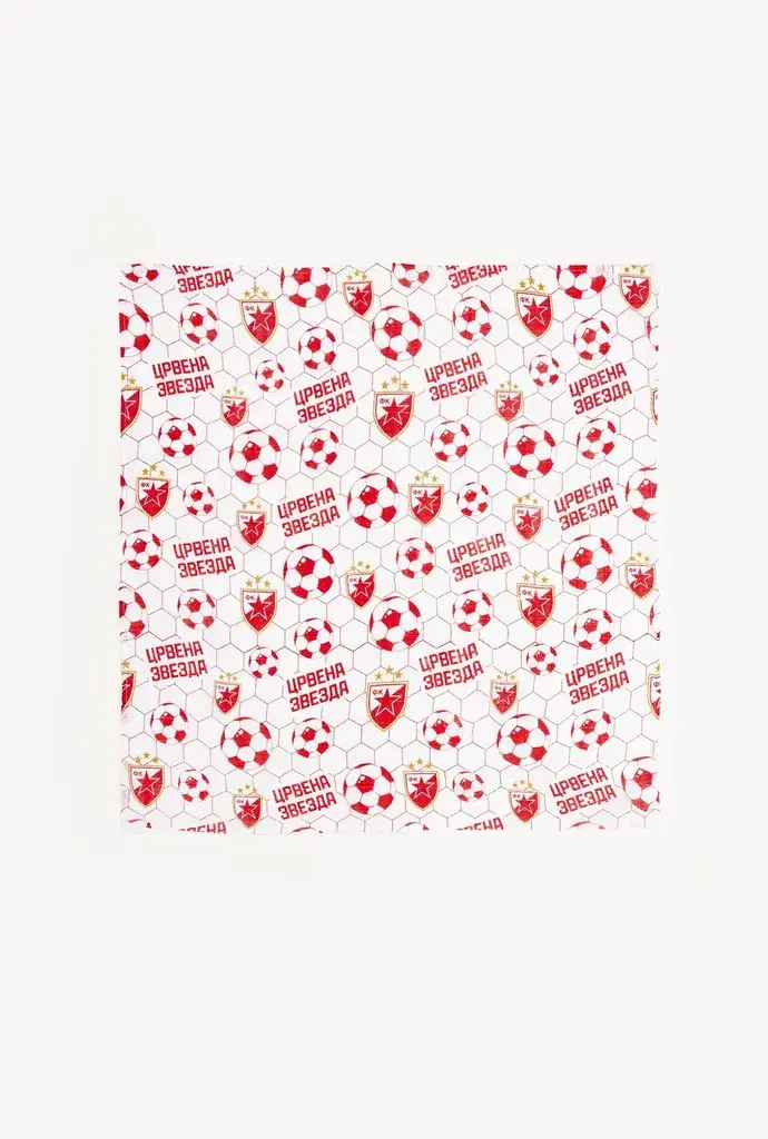 Crvena Zvezda-Stefan Tetra pelena Crvena Zvezda, 80x80 cm, Belo-crvena