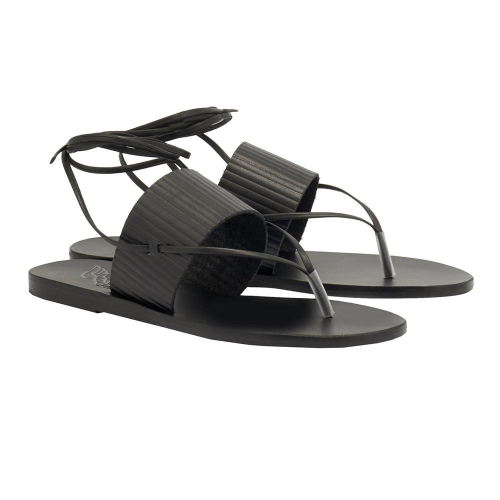 Ancient Greek Sandals Ženske sandale ARATRO-BLACK, Crne