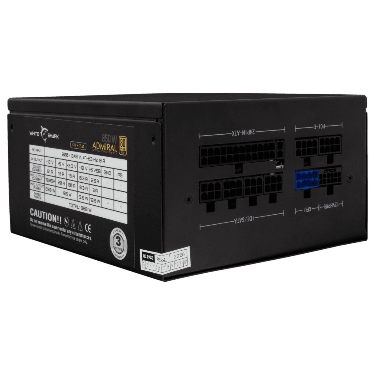 White Shark GPSU Admiral Modularno napajanje, 850W, Crno