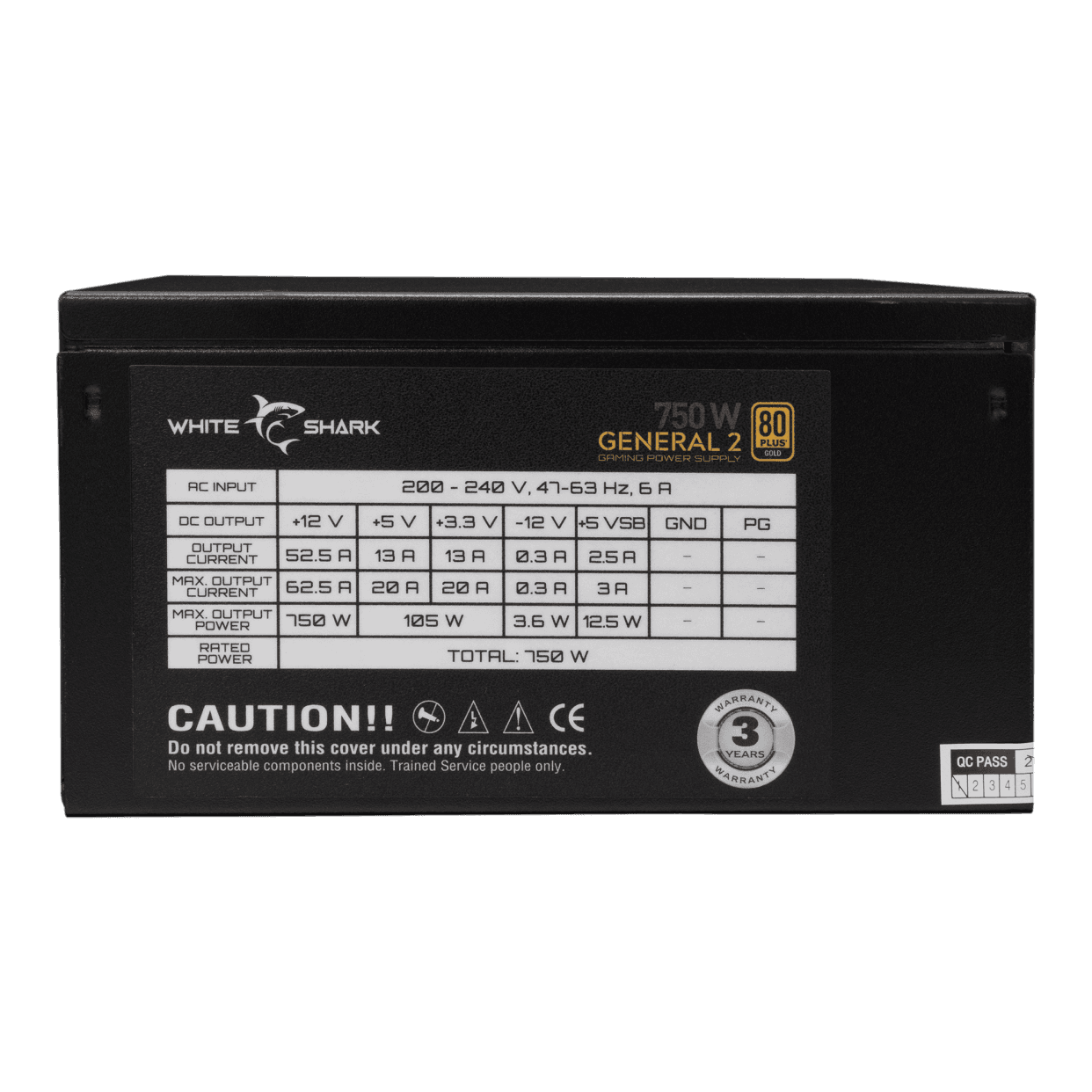 White Shark GPSU General 2 Modularno napajanje, 750W , Crno