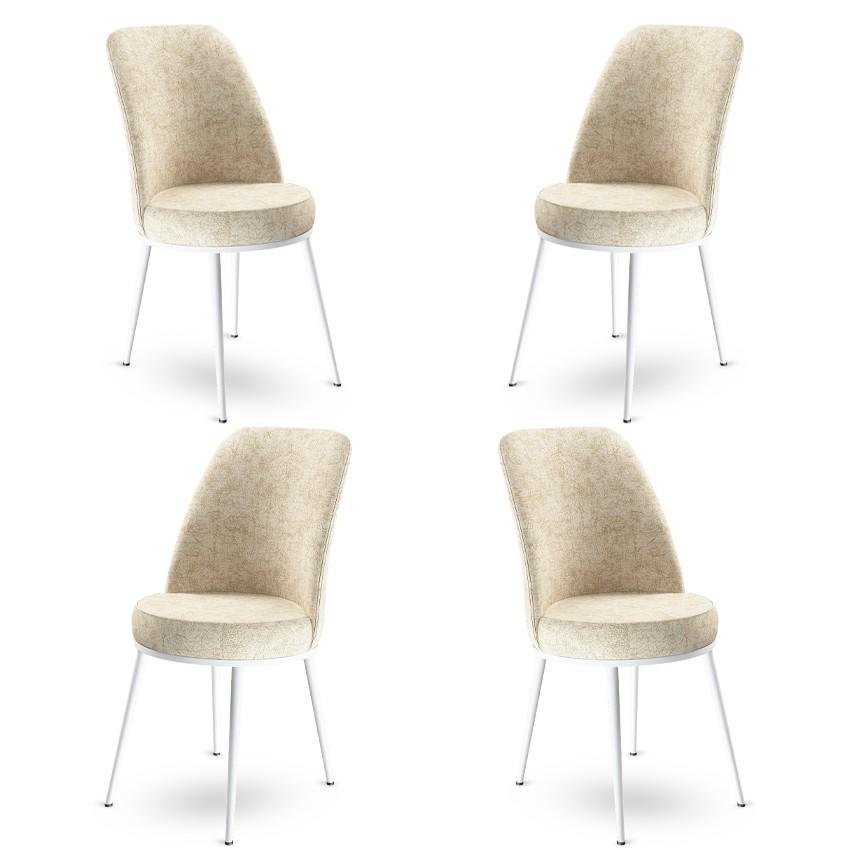 Hanah Home Set 4 trpezarijske stolice Dexa Krem-Beli