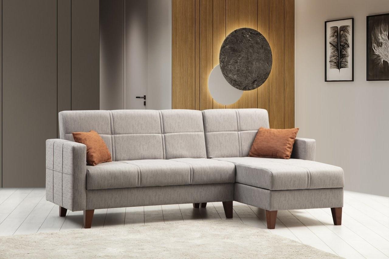 Atelier del Sofa Ugaona garnitura Polya 216x86x130cm Svetlosiva