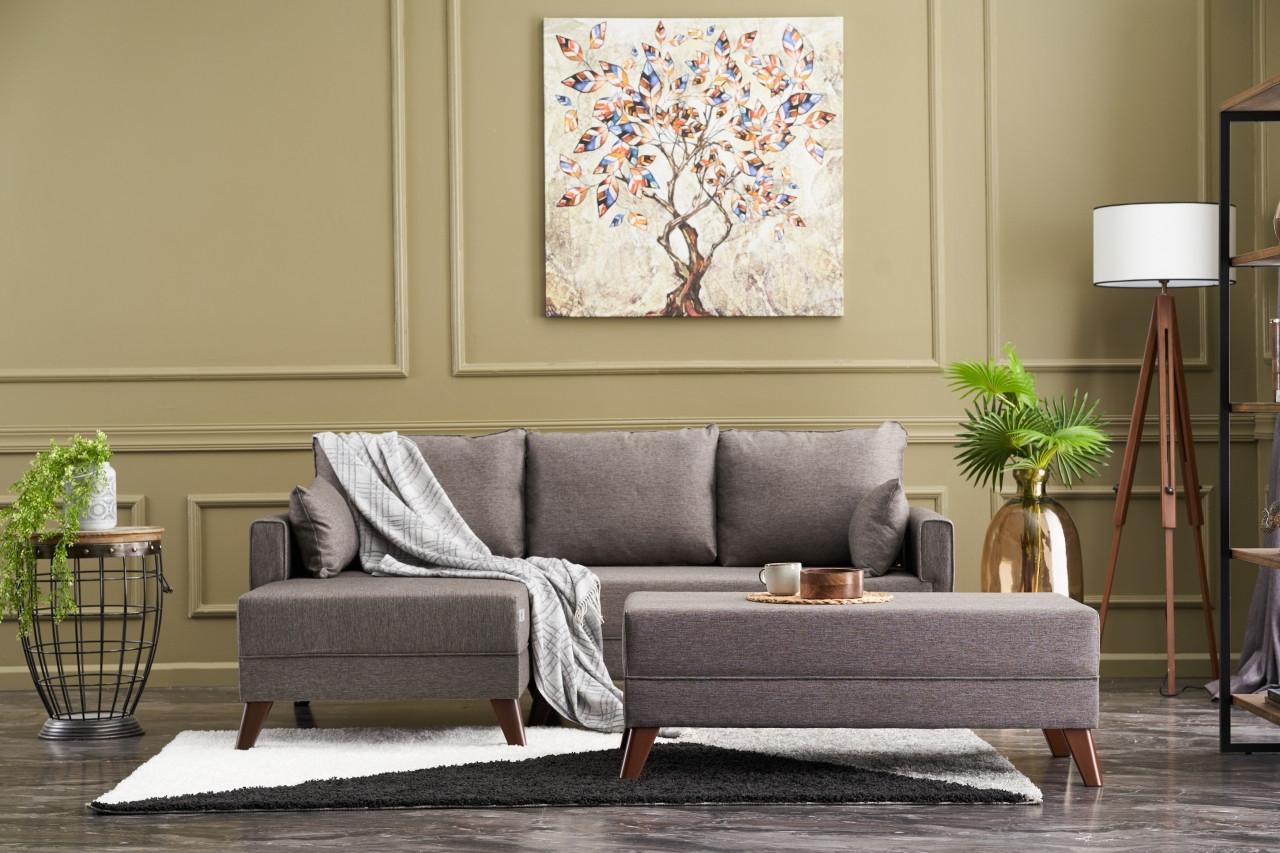 Atelier del Sofa Ugaona garnitura Bella 205x85x81cm Braon