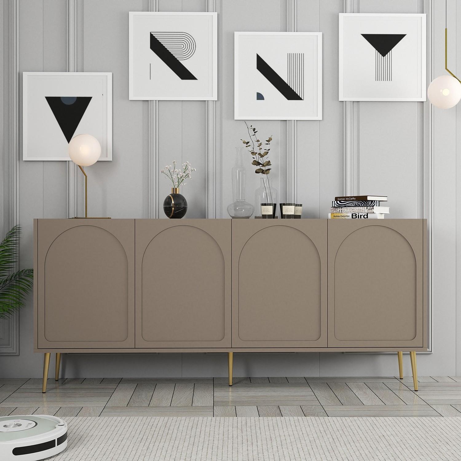 Hanah Home Komoda Lyon 80 180x80x35cm Krem-Zlatna