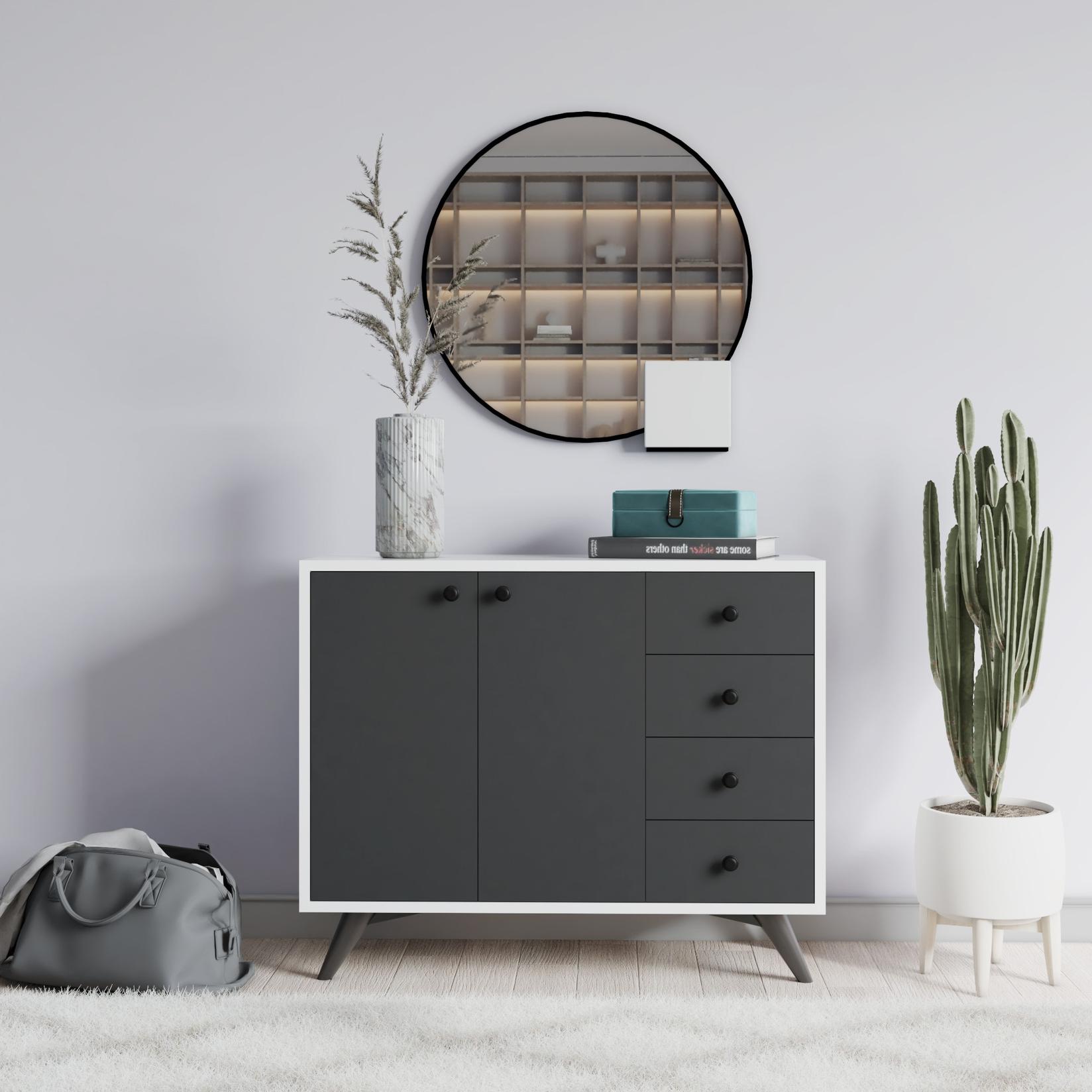 Hanah Home Komoda Waga 100x82x35cm Belo-Antracit