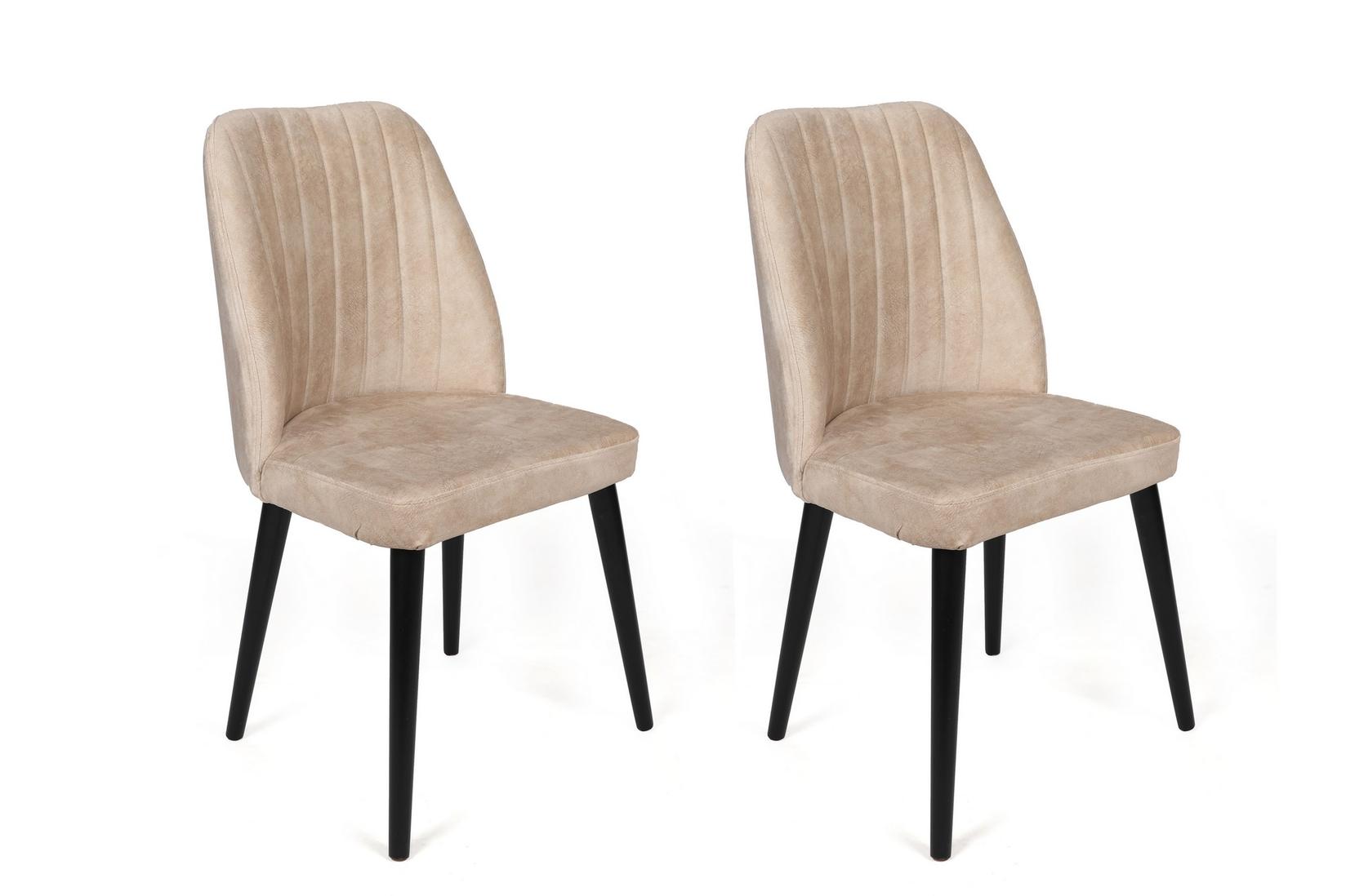 Hanah Home Set 2 trpezarijske stolice Krem-Crni