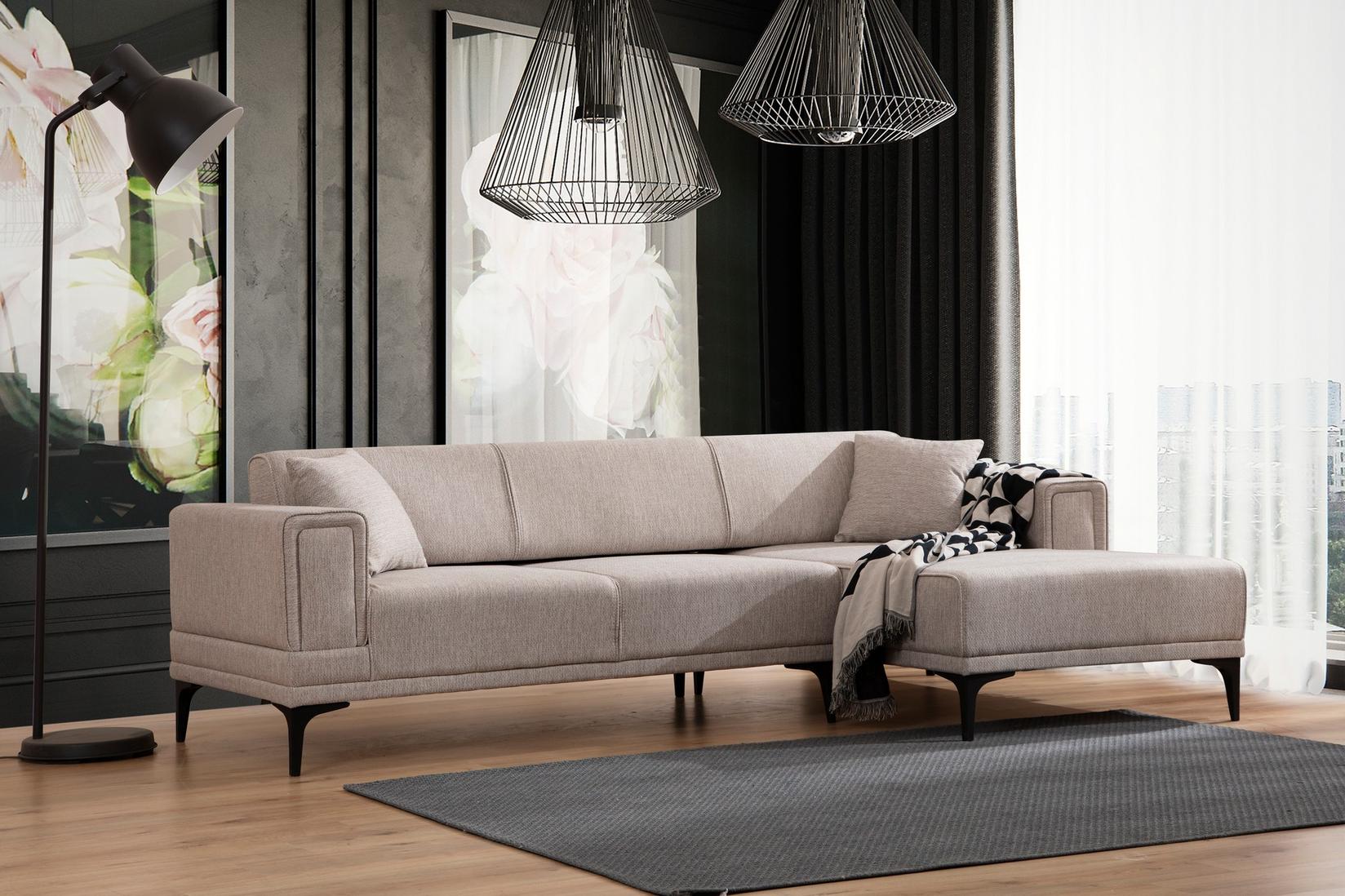 Atelier del Sofa Ugaona garnitura Horizon 85x43x207cm Svetlobraon