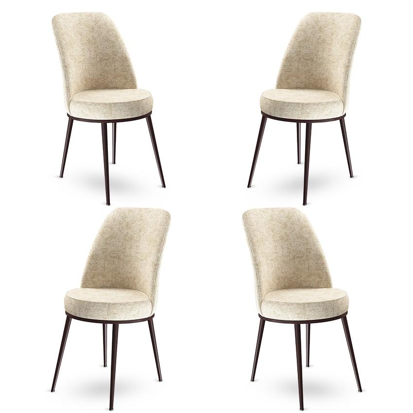 Hanah Home Set 4 trpezarijske stolice Dexa Krem-Braon