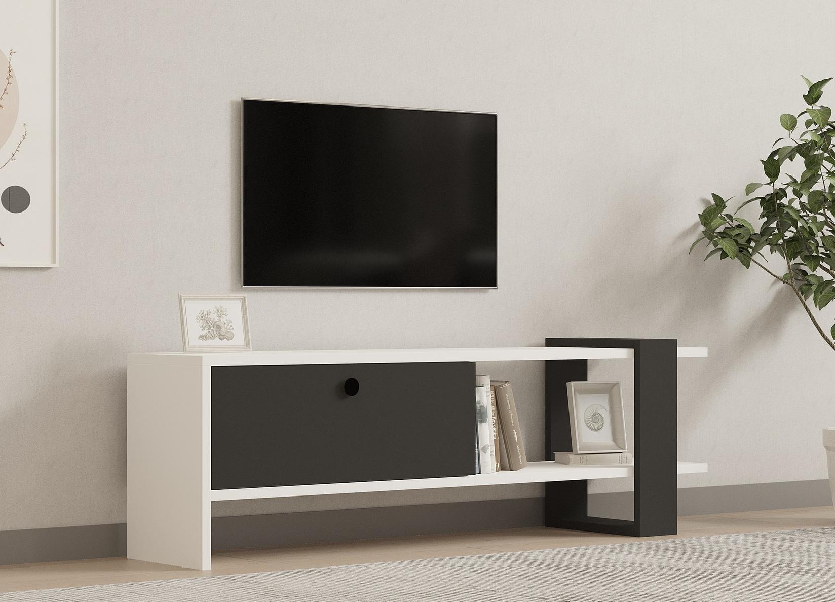 Hanah home TV Komoda Funda Antracit-Bela
