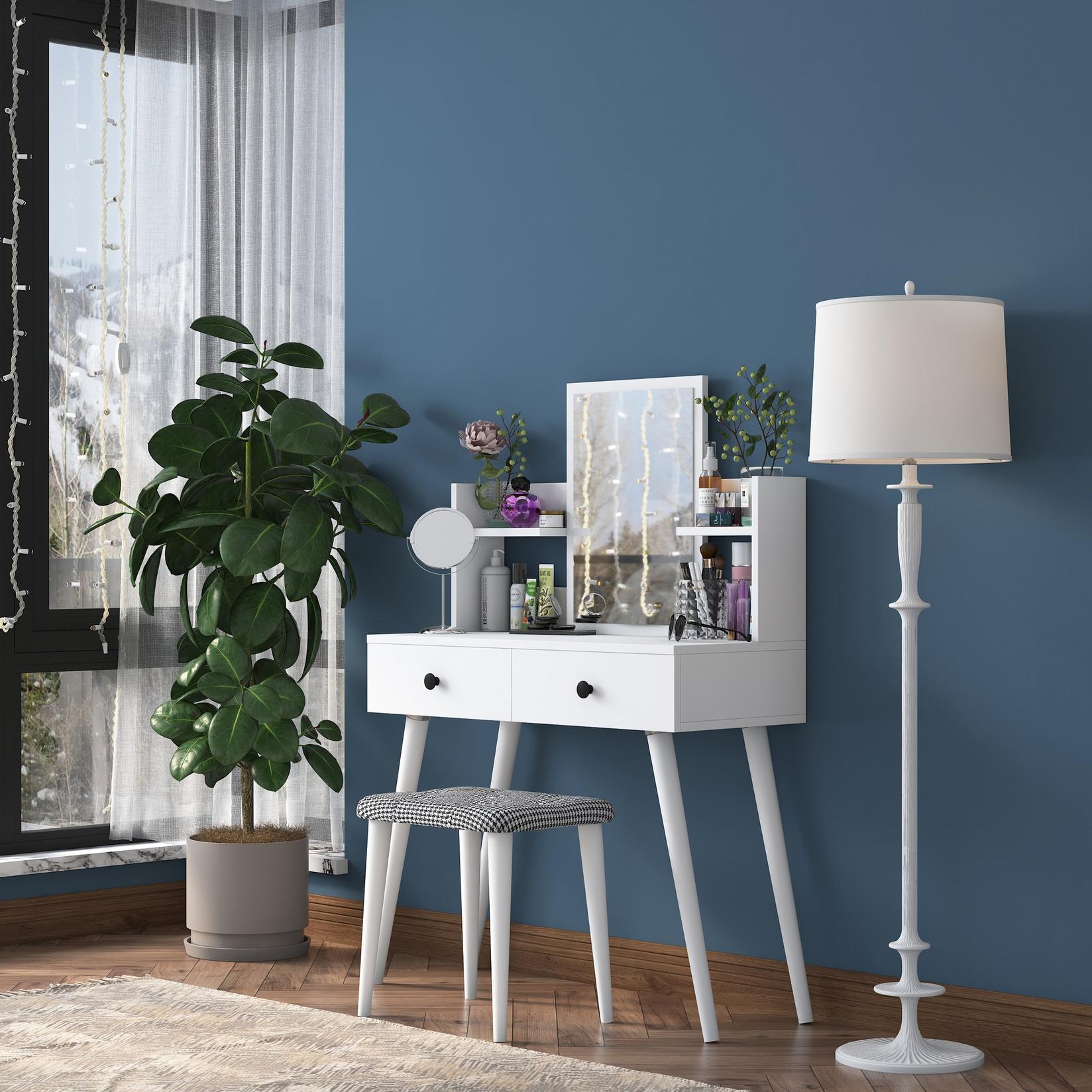 Hanah Home Sto za šminkanje 97,8x111,8x40cm Beli