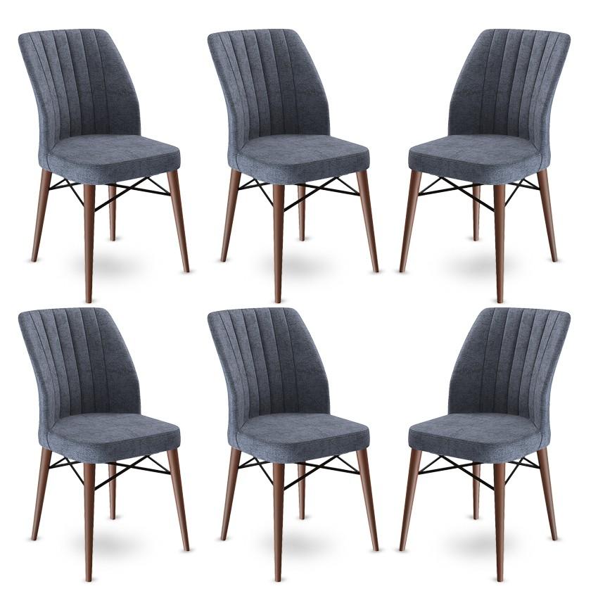 Hanah Home Set 6 trpezarijskih stolica Flex Sivo-Braon