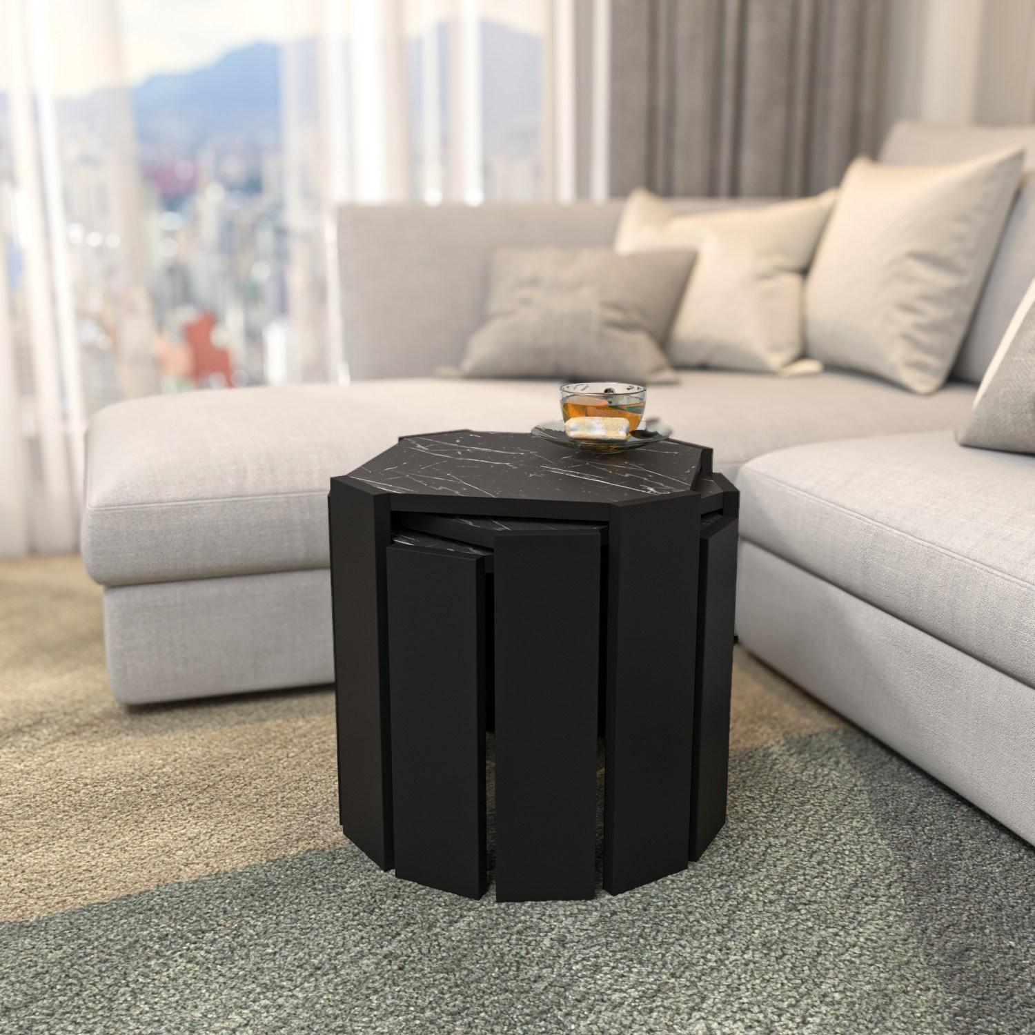 Hanah Home Klub sto Lori 44,5x41x44,5cm Crno-Mermer