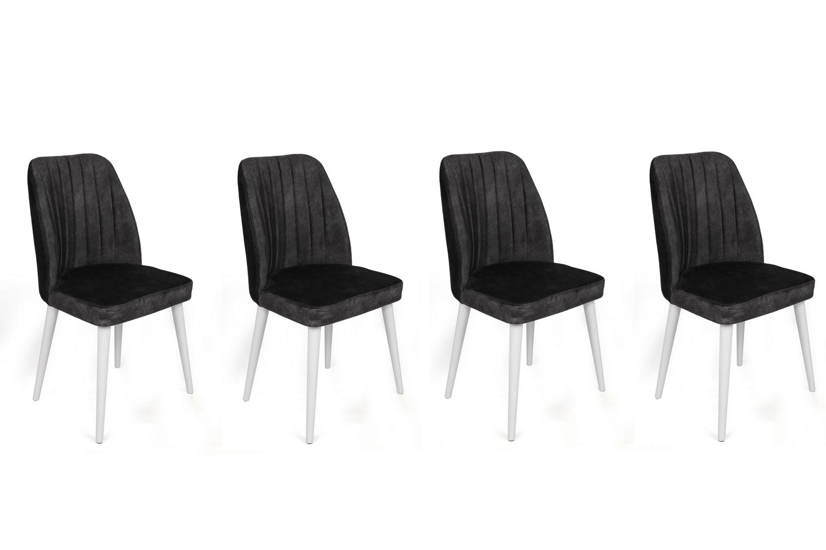 Hanah Home Set 4 trpezarijske stolice Alfa Antracit-Beli