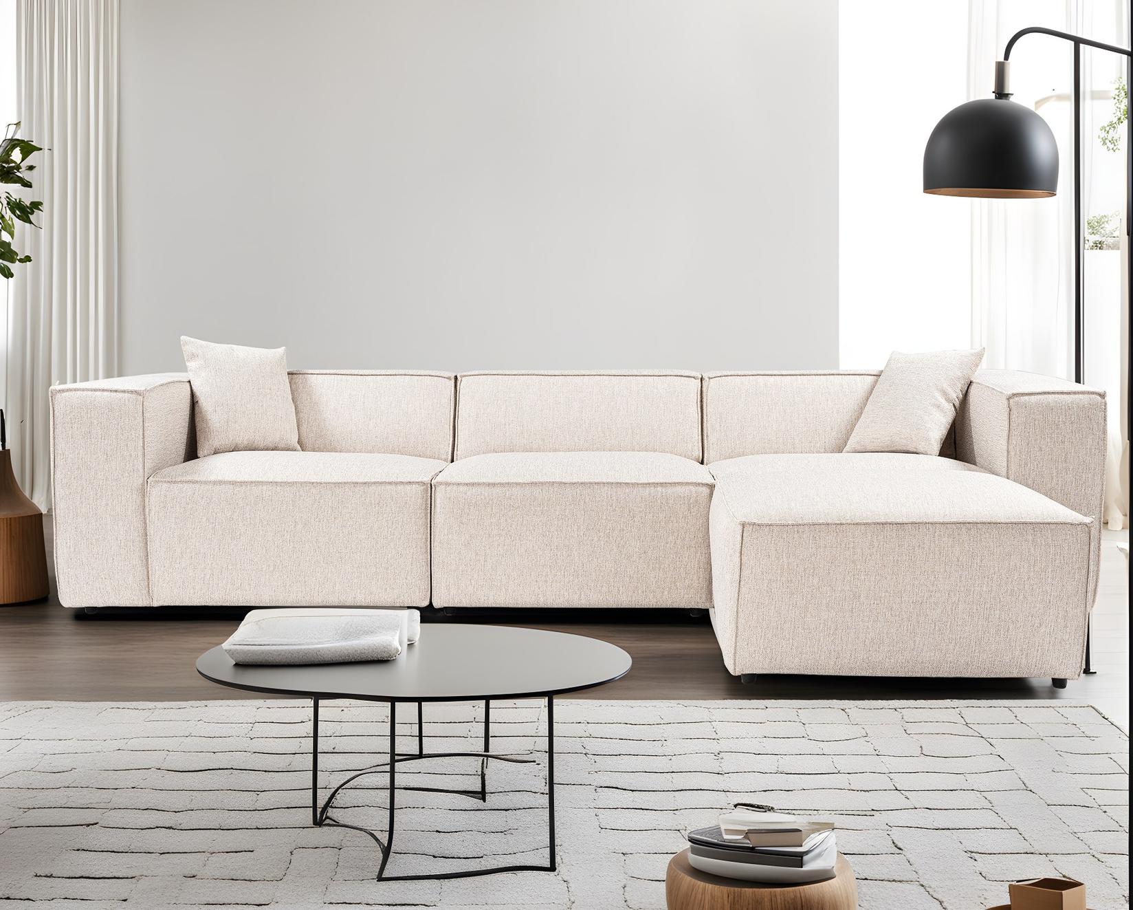 Atelier del Sofa Ugaona garnitura Lora 193x65x303cm Svetlobraon