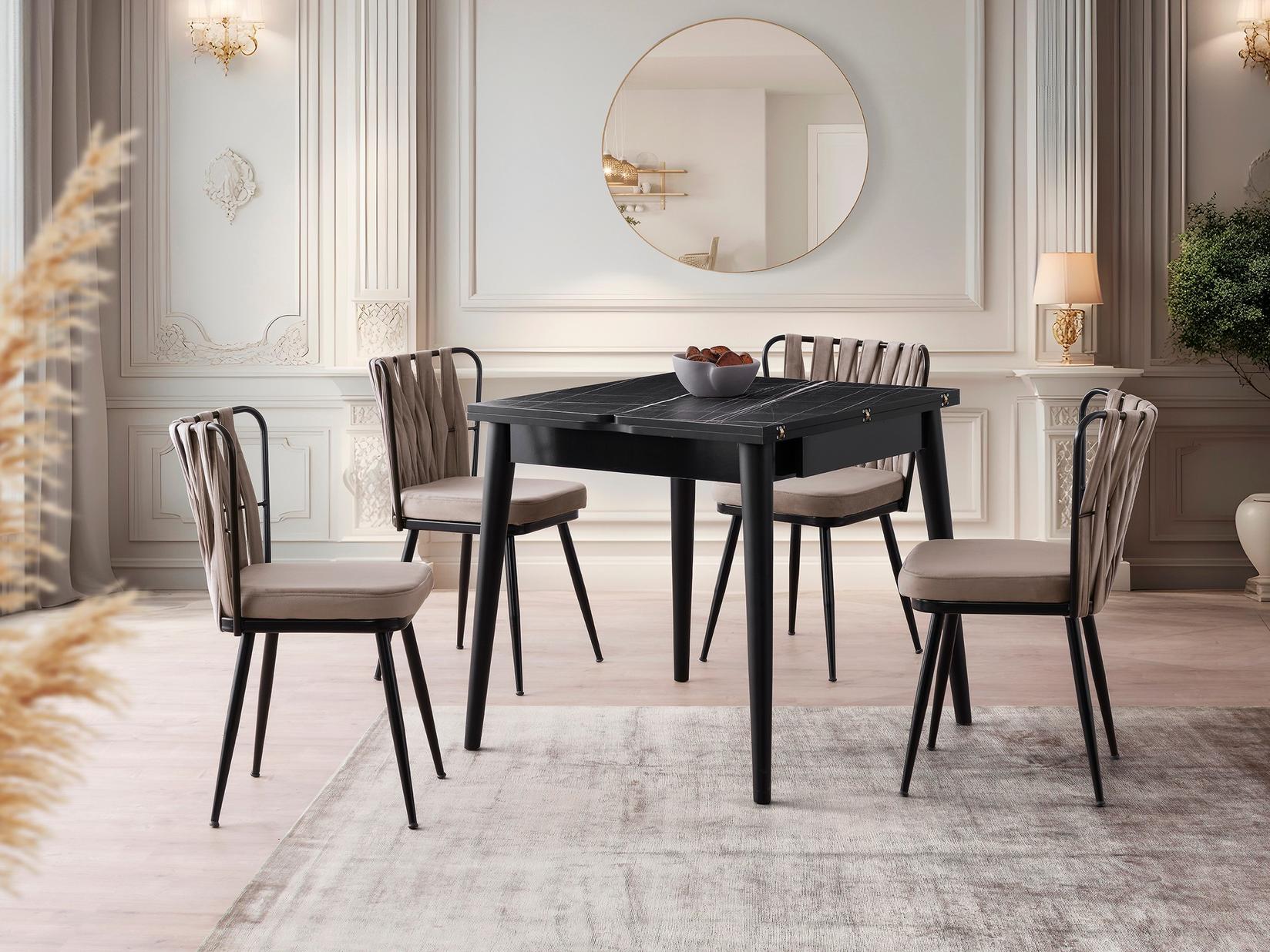 Hanah Home Trpezarijski sto Totem 80x75x80cm Crni