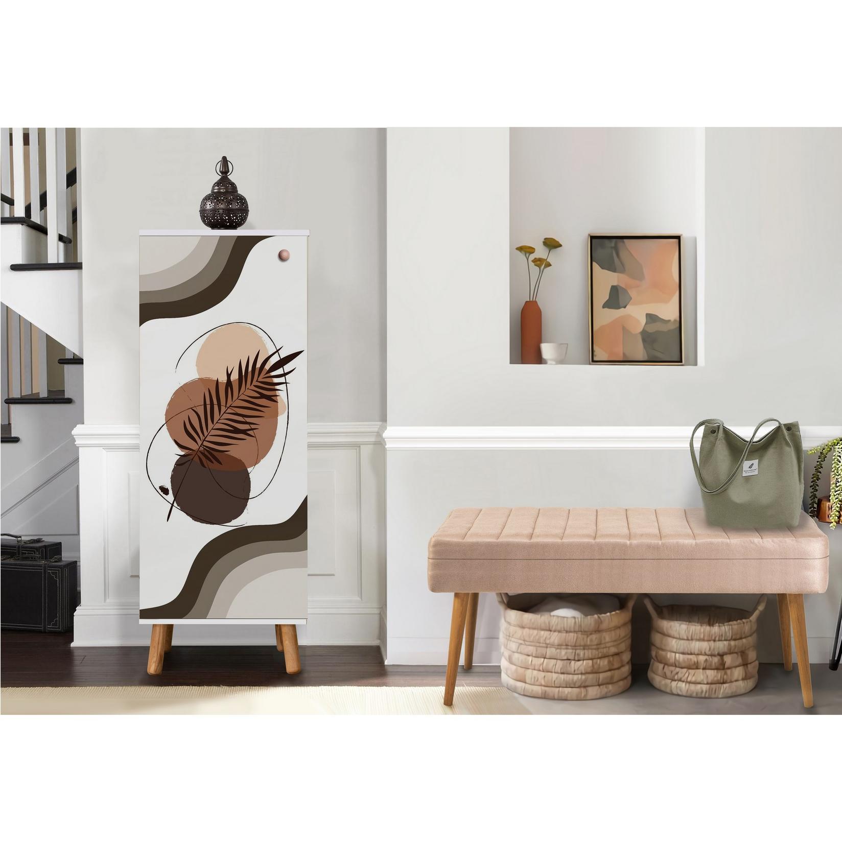 Hanah Home Set za predsoblje cipelarnik i klupa Belo-Bež